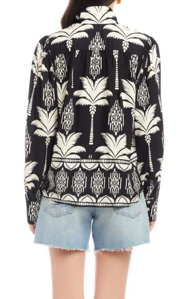 Fifteen Twenty Chloe Floral Print Button-up Front In Black