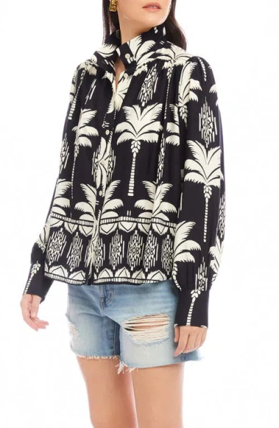 Fifteen Twenty Chloe Floral Print Button-up Front In Black
