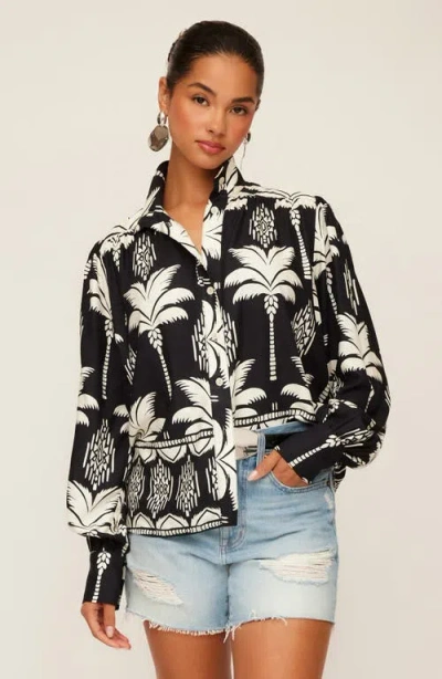 Fifteen Twenty Chloe Floral Print Button-up Front In Black