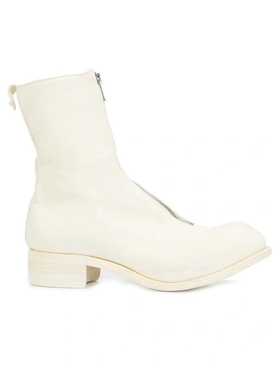 Guidi Round Toe Leather Boots In Co00t White