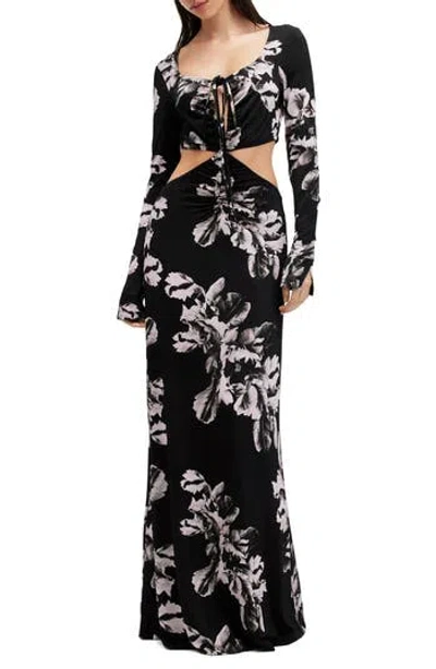 Allsaints Cynthia Floral Cutout Long Sleeve Maxi Dress