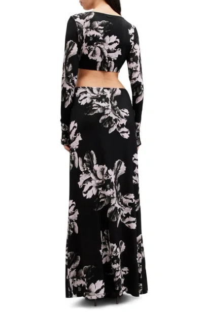 Allsaints Cynthia Floral Cutout Long Sleeve Maxi Dress