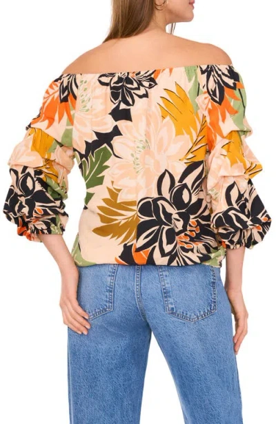 Vince Camuto Floral Off The Shoulder Bubble Sleeve Top In Multi