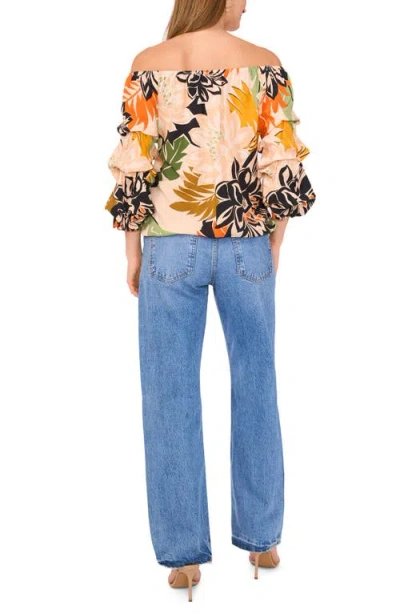 Vince Camuto Floral Off The Shoulder Bubble Sleeve Top In Multi