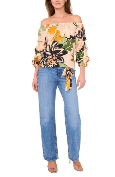 Vince Camuto Floral Off The Shoulder Bubble Sleeve Top In Multi