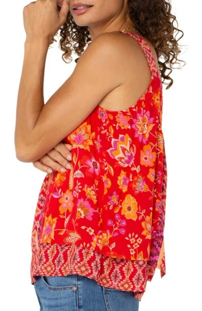 Liverpool Los Angeles Floral Sleeveless Top In Red