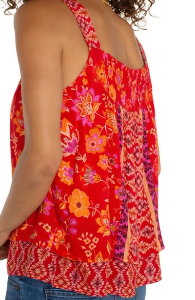 Liverpool Los Angeles Floral Sleeveless Top In Red