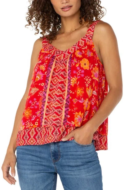Liverpool Los Angeles Floral Sleeveless Top In Red