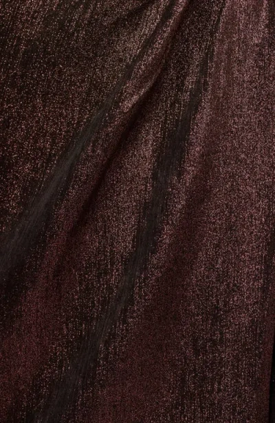 Adrianna Papell Metallic Sleeveless Cocktail Midi Dress In Brown