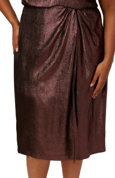 Adrianna Papell Metallic Sleeveless Cocktail Midi Dress In Brown