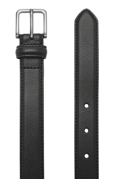 Mango Black Pebbled Leather Belt In Black