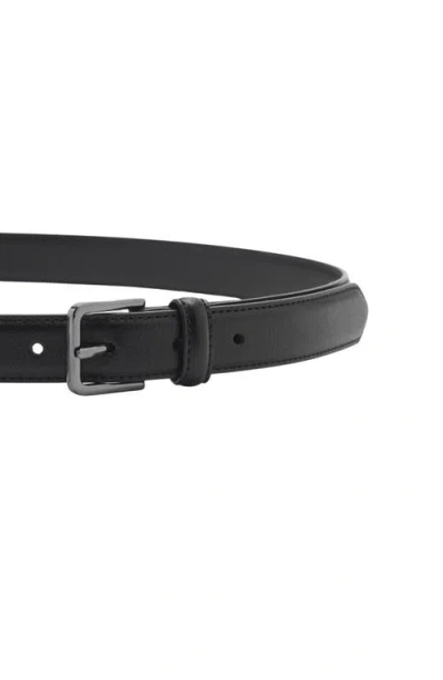 Mango Black Pebbled Leather Belt In Black