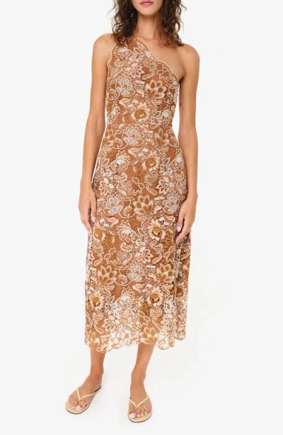 Cami Nyc Sintra One-shoulder Lace Overlay Midi Dress