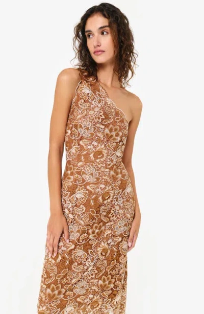 Cami Nyc Sintra One-shoulder Lace Overlay Midi Dress