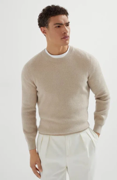 Brunello Cucinelli English Rib Knit Sweater In Brown