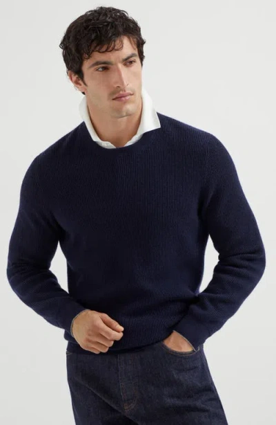 Brunello Cucinelli Cashmere Ribbed Sweater In Black