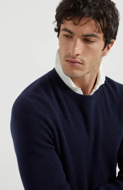 Brunello Cucinelli Cashmere Ribbed Sweater In Black