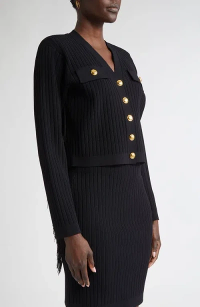 St John St. John Collection Fringe Flatback Rib Jacket In Black