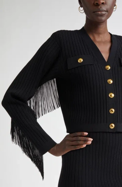 St John St. John Collection Fringe Flatback Rib Jacket In Black
