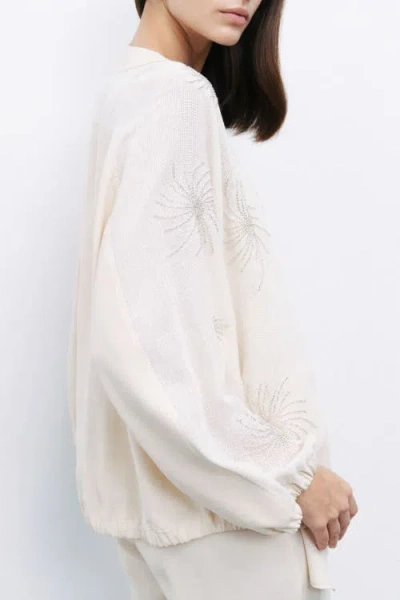 Nocturne Beaded Embroidered Jacket With Batwing Sleeves In Neutral