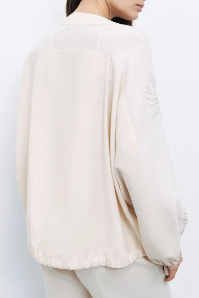 Nocturne Beaded Embroidered Jacket With Batwing Sleeves In Neutral