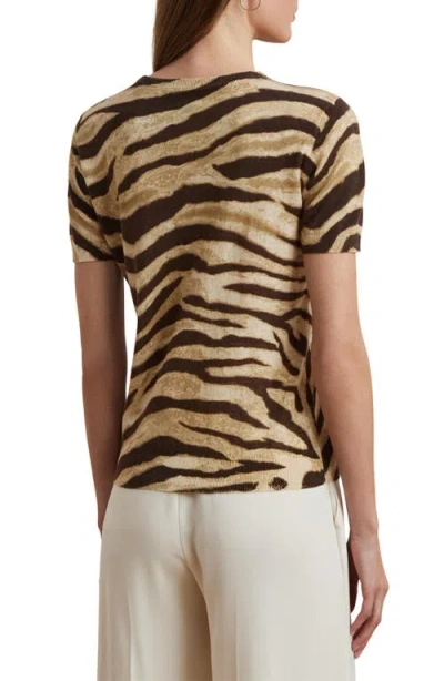 Ralph Lauren Print Linen-cotton Short-sleeve Sweater In Animal Print