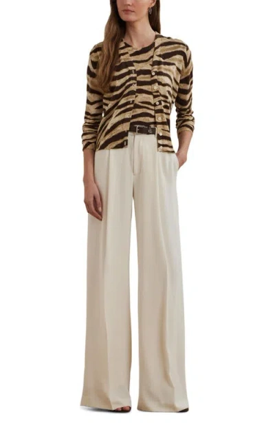Ralph Lauren Print Linen-cotton Short-sleeve Sweater In Animal Print