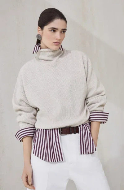 Brunello Cucinelli Wool, Cashmere And Silk Sweater In Gray