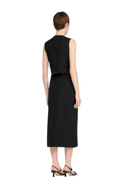 Sandro Buttoned Midi Skirt