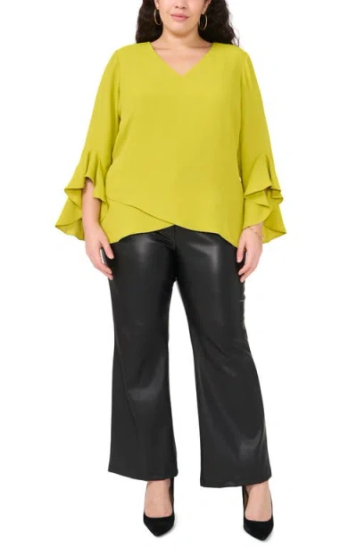 Vince Camuto Flutter Sleeve Crossover Georgette Tunic Top
