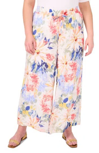 Vince Camuto Plus Size Floral Angled-hem Wide-leg Pants