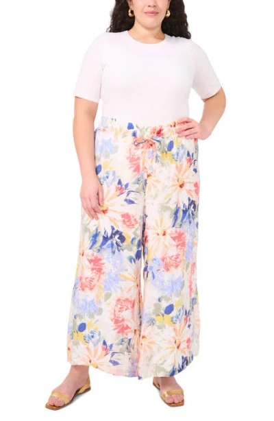 Vince Camuto Plus Size Floral Angled-hem Wide-leg Pants