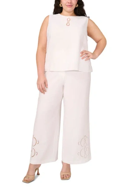 Vince Camuto Plus Size Embroidered Crewneck Sleeveless Top