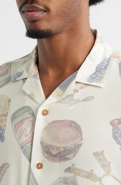 Icecream Lavish Snack Print Camp Shirt In White
