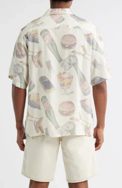 Icecream Lavish Snack Print Camp Shirt In White