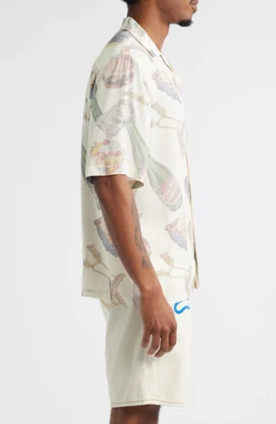 Icecream Lavish Snack Print Camp Shirt In White