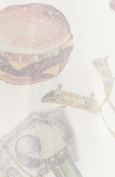 Icecream Lavish Snack Print Camp Shirt In White
