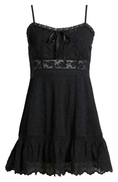 Loveshackfancy Maera Smocked Back Minidress In Black
