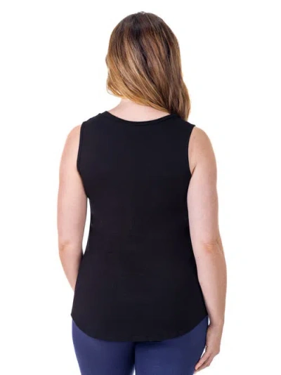 24seven Comfort Apparel Plus Size V-neck Sleeveless Rounded Hemline Top In Black