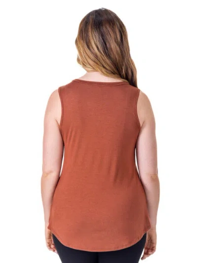 24seven Comfort Apparel Petite V-neck Tunic Tank Top With Round Hemline In Brown
