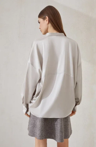 Brunello Cucinelli Stretch Silk Satin Blouse In White