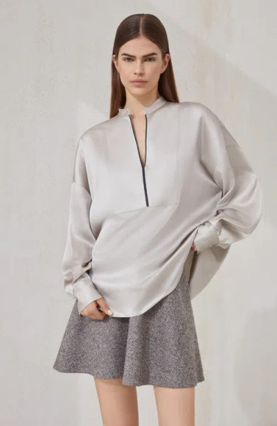Brunello Cucinelli Stretch Silk Satin Blouse In White