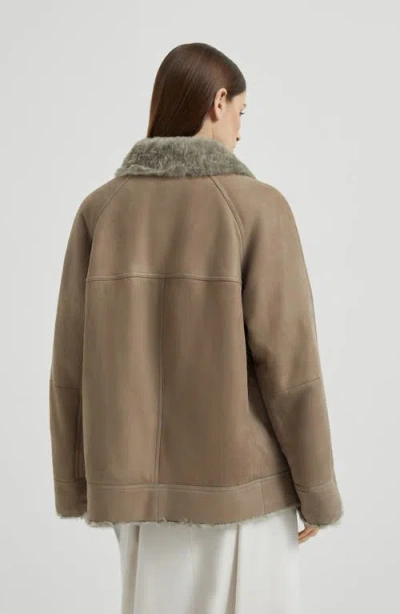 Brunello Cucinelli Fuzzy Shearling Outerwear Jacket In Brown