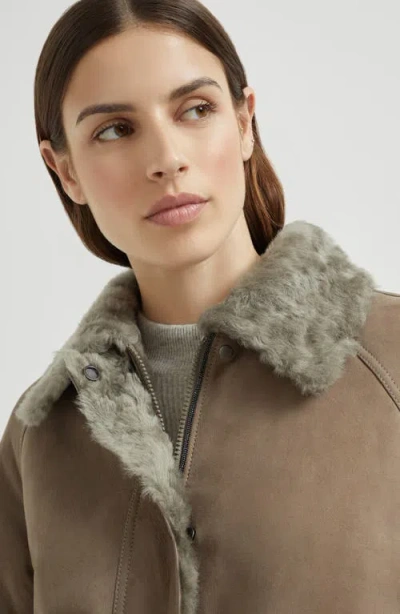 Brunello Cucinelli Fuzzy Shearling Outerwear Jacket In Brown