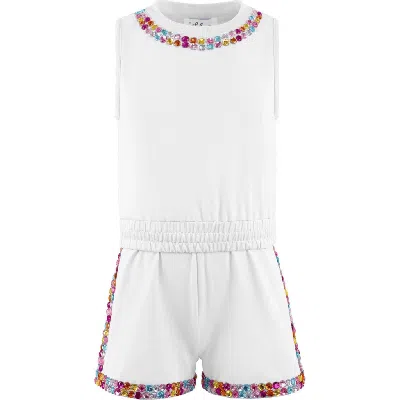 Lola + The Boys Rainbow Gems Short Set In White