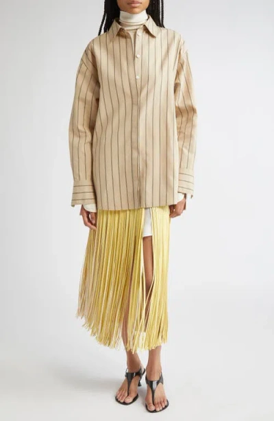 Proenza Schouler Addy Stripe Cotton & Silk Button-up Shirt In Nude