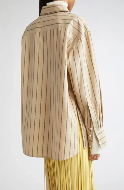 Proenza Schouler Addy Stripe Cotton & Silk Button-up Shirt In Nude