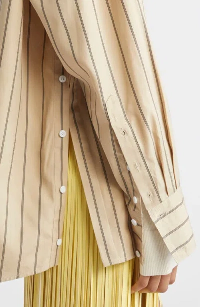Proenza Schouler Addy Stripe Cotton & Silk Button-up Shirt In Nude