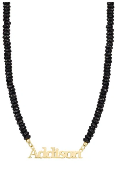 Athra Luxe Personalized Name Onyx Bead Necklace
