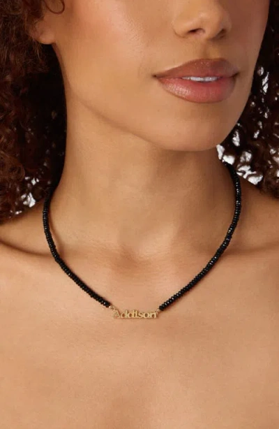 Athra Luxe Personalized Name Onyx Bead Necklace